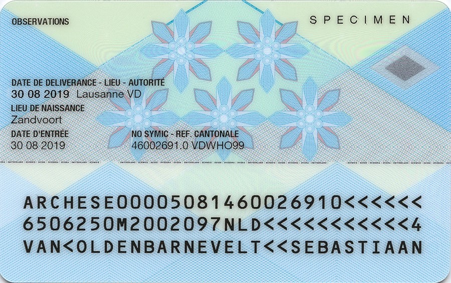 Aufenthaltstitel, Rückseite Ausweis C für EU/EFTA-Staatsangehörige